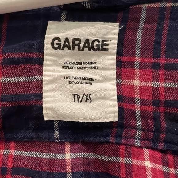 Garage Hooded Navy Blue and Burgundy Plaid Flannel - Picture 3 of 3